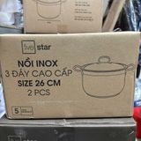  Nồi, xoong inox 3 đáy cao cấp luộc gà size 26,28,30,32,36 cm Five Star 