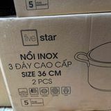  Nồi, xoong inox 3 đáy cao cấp luộc gà size 26,28,30,32,36 cm Five Star 