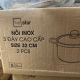  Nồi, xoong inox 3 đáy cao cấp luộc gà size 26,28,30,32,36 cm Five Star 