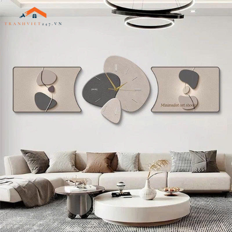 Bộ Tranh Đồng Hồ LED Treo Tường Tối Giản Hiện Đại – Trang Trí Phòng Khách Chung Cư