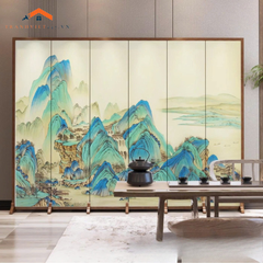 Vách Ngăn Trang Trí Phong Cảnh Sơn Thủy Hữu Tình Cao Cấp – Tranh Nghệ Thuật Trung Hoa Sang Trọng