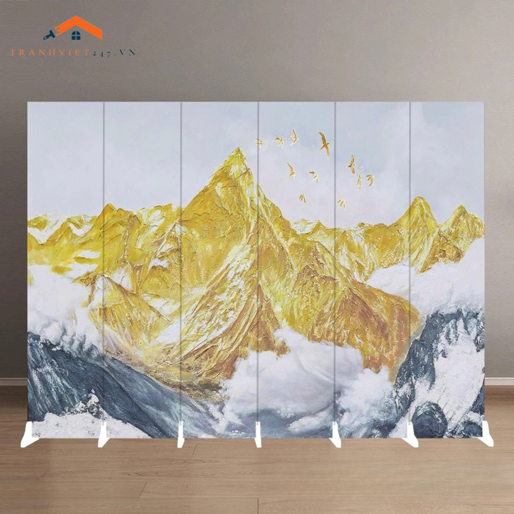 Vách Ngăn Trang Trí Núi Vàng Phong Thủy Cao Cấp – Tranh Nghệ Thuật Sang Trọng, Thu Hút Tài Lộc