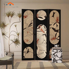 Vách Ngăn Trang Trí Nghệ Thuật Hoa Lá Trừu Tượng Màu Đen Be – Mẫu Hiện Đại Sang Trọng