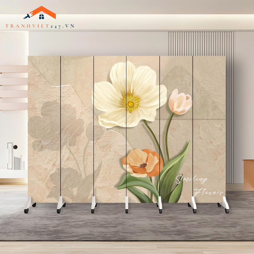 Vách Ngăn Bình Phong Nghệ Thuật – Vách Trang Trí Di Động Phong Cách Tropical Hiện Đại