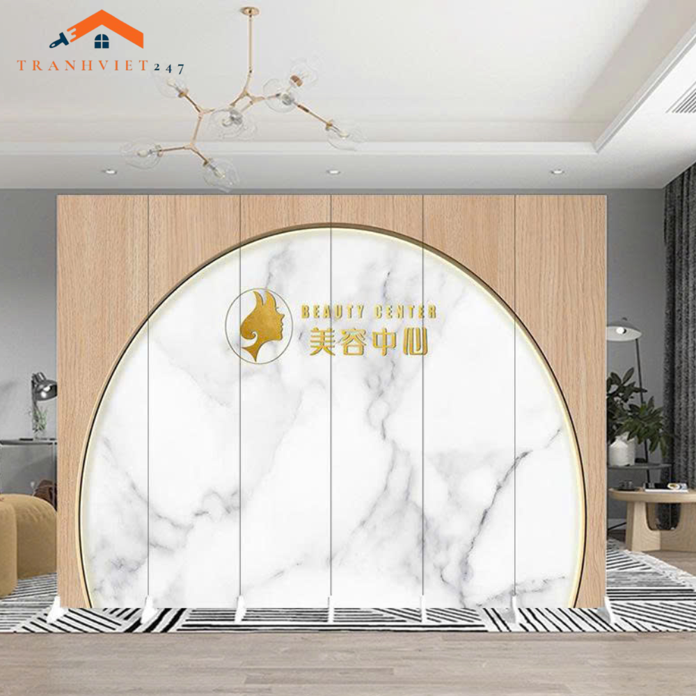 Bộ 6tấm vách ngăn bình phong dành cho phòng livetream, spa, studio khung gỗ bọc vải canvas- Tranhviet247