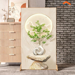 Vách ngăn bình phong đơn hoạ tiết sen 2 mặt tinh tế phù hợp nhiều không gian - Tranhviet247