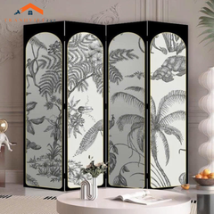 Bộ 4tấm vách ngăn bình phong hoạ tiết bắt mắt in  2 mặt khung gỗ bọc vải canvas - Tranhviet247