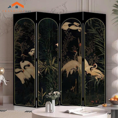 Bộ 4tấm vách ngăn bình phong hoạ tiết bắt mắt in  2 mặt khung gỗ bọc vải canvas - Tranhviet247