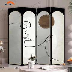 Bộ 4tấm vách ngăn bình phong hoạ tiết bắt mắt in  2 mặt khung gỗ bọc vải canvas - Tranhviet247