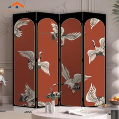 Bộ 4tấm vách ngăn bình phong hoạ tiết bắt mắt in  2 mặt khung gỗ bọc vải canvas - Tranhviet247