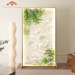 Vách ngăn bình phong đơn hoạ tiết sen 2 mặt tinh tế phù hợp nhiều không gian - Tranhviet247