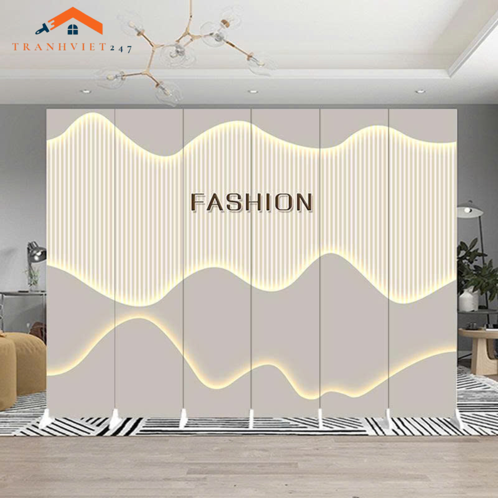 Bộ 6tấm vách ngăn bình phong dành cho phòng livetream, spa, studio khung gỗ bọc vải canvas- Tranhviet247