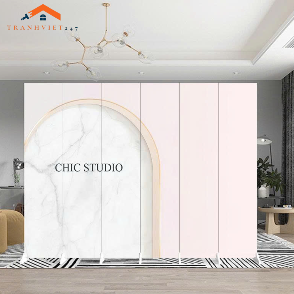 Bộ 6tấm vách ngăn bình phong dành cho phòng livetream, spa, studio khung gỗ bọc vải canvas- Tranhviet247
