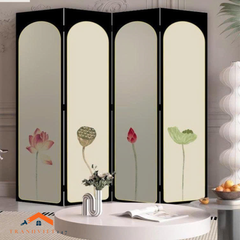 Bộ 4tấm vách ngăn bình phong hoạ tiết bắt mắt in  2 mặt khung gỗ bọc vải canvas - Tranhviet247