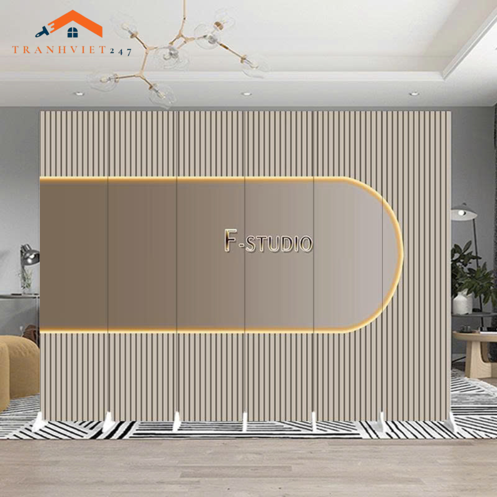 Bộ 6tấm vách ngăn bình phong dành cho phòng livetream, spa, studio khung gỗ bọc vải canvas- Tranhviet247
