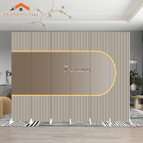 Bộ 6tấm vách ngăn bình phong dành cho phòng livetream, spa, studio khung gỗ bọc vải canvas- Tranhviet247