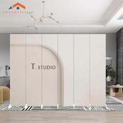 Bộ 6tấm vách ngăn bình phong dành cho phòng livetream, spa, studio khung gỗ bọc vải canvas- Tranhviet247