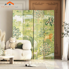 Bộ 4 tấm vách ngăn hoạ tiết đương đại in 2 mặt sắc nét -Tranhviet