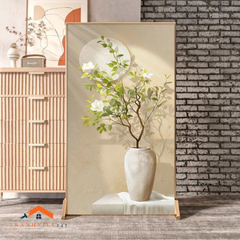 Vách ngăn bình phong đơn hoạ tiết sen 2 mặt tinh tế phù hợp nhiều không gian - Tranhviet247