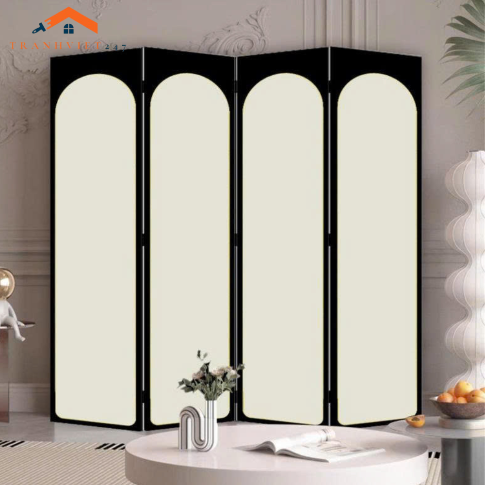 Bộ 4tấm vách ngăn bình phong hoạ tiết bắt mắt in  2 mặt khung gỗ bọc vải canvas - Tranhviet247
