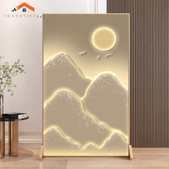 Vách ngăn bình phong đơn hoạ tiết sen 2 mặt tinh tế phù hợp nhiều không gian - Tranhviet247