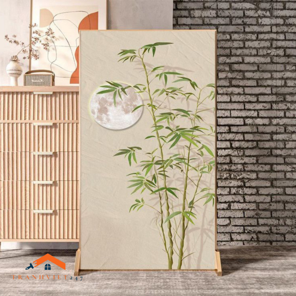 Vách ngăn bình phong đơn hoạ tiết sen 2 mặt tinh tế phù hợp nhiều không gian - Tranhviet247