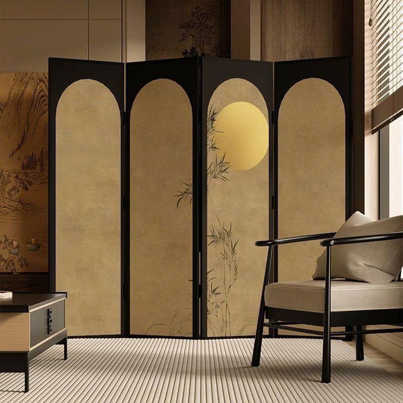 Vách Ngăn Trang Trí Nghệ Thuật Hoa Lá Trừu Tượng Màu Đen Be – Mẫu Hiện Đại Sang Trọng