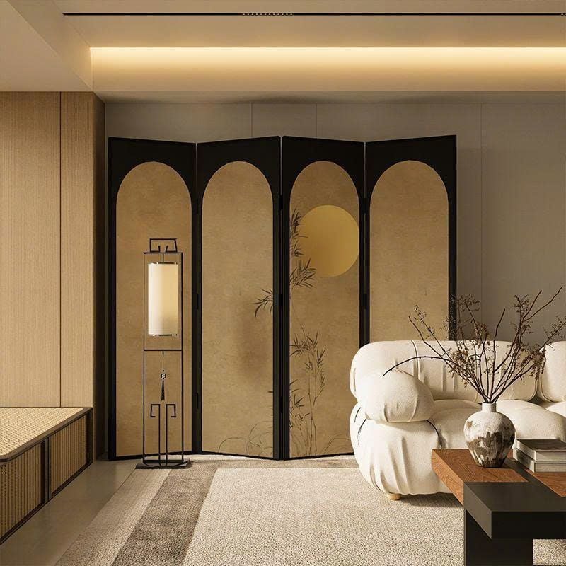 Vách Ngăn Trang Trí Nghệ Thuật Hoa Lá Trừu Tượng Màu Đen Be – Mẫu Hiện Đại Sang Trọng