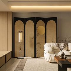 Vách Ngăn Trang Trí Nghệ Thuật Hoa Lá Trừu Tượng Màu Đen Be – Mẫu Hiện Đại Sang Trọng