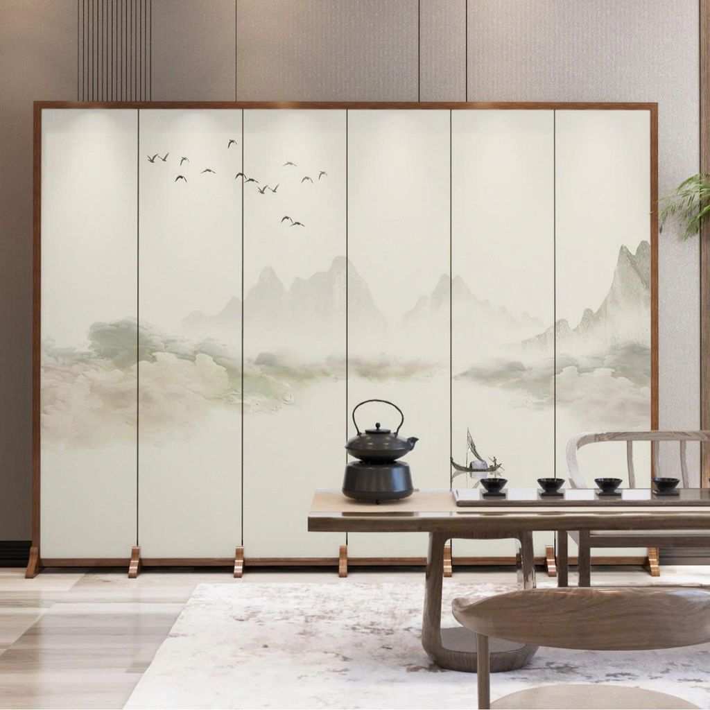Vách Ngăn Trang Trí Phong Cảnh Sơn Thủy Hữu Tình Cao Cấp – Tranh Nghệ Thuật Trung Hoa Sang Trọng