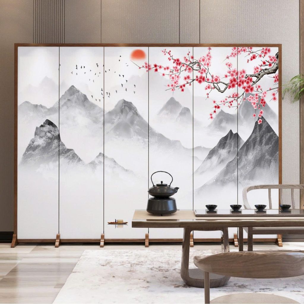 Vách Ngăn Trang Trí Phong Cảnh Sơn Thủy Hữu Tình Cao Cấp – Tranh Nghệ Thuật Trung Hoa Sang Trọng