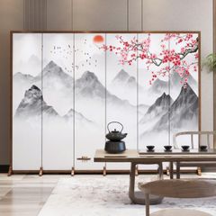 Vách Ngăn Trang Trí Phong Cảnh Sơn Thủy Hữu Tình Cao Cấp – Tranh Nghệ Thuật Trung Hoa Sang Trọng
