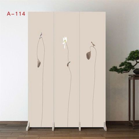 Vách Ngăn Vải Gấp Gọn Hoa Sen Trắng Hồng Trang Trí Phòng Ngủ – Mẫu A111 Sang Trọng, Thanh Lịch