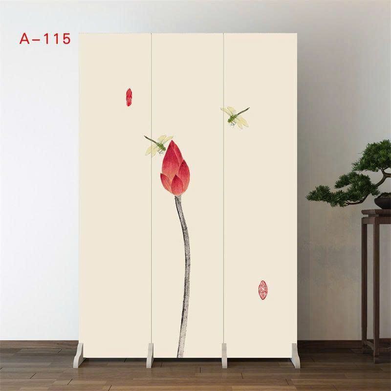 Vách Ngăn Vải Gấp Gọn Hoa Sen Trắng Hồng Trang Trí Phòng Ngủ – Mẫu A111 Sang Trọng, Thanh Lịch