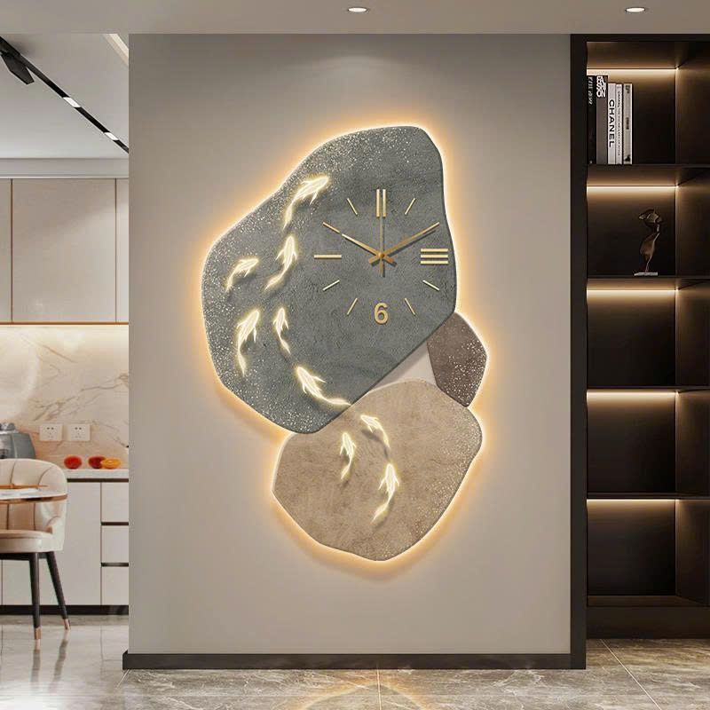 Tranh Đồng Hồ Treo Tường Gắn Đèn LED Cao Cấp – Trang Trí Phòng Khách Hiện Đại