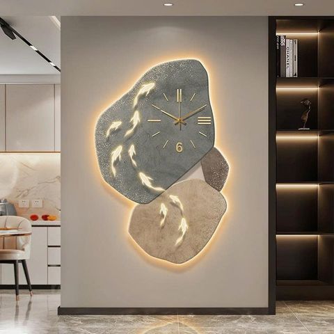 Tranh Đồng Hồ Treo Tường Gắn Đèn LED Cao Cấp – Trang Trí Phòng Khách Hiện Đại