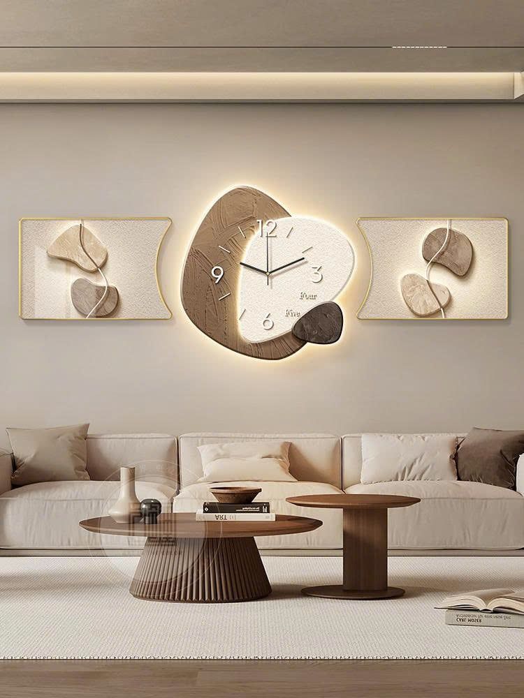 Bộ Tranh Đồng Hồ LED Treo Tường Tối Giản Hiện Đại – Trang Trí Phòng Khách Chung Cư