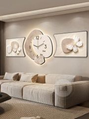 Bộ Tranh Đồng Hồ LED Treo Tường Tối Giản Hiện Đại – Trang Trí Phòng Khách Chung Cư