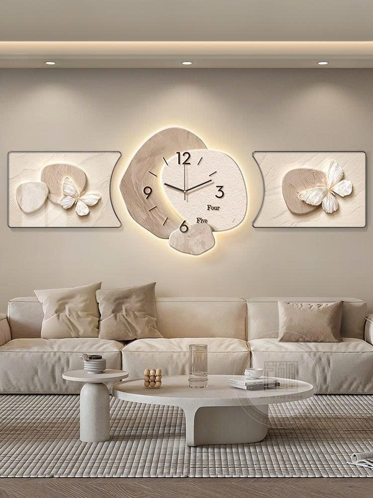 Bộ Tranh Đồng Hồ LED Treo Tường Tối Giản Hiện Đại – Trang Trí Phòng Khách Chung Cư