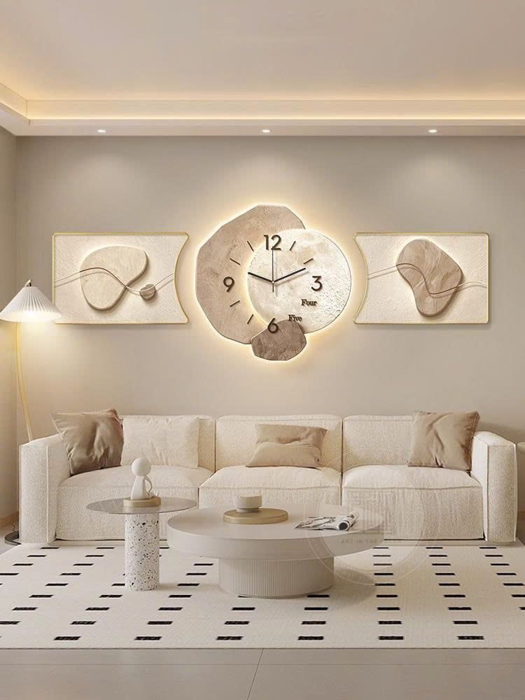 Bộ Tranh Đồng Hồ LED Treo Tường Tối Giản Hiện Đại – Trang Trí Phòng Khách Chung Cư