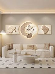 Bộ Tranh Đồng Hồ LED Treo Tường Tối Giản Hiện Đại – Trang Trí Phòng Khách Chung Cư