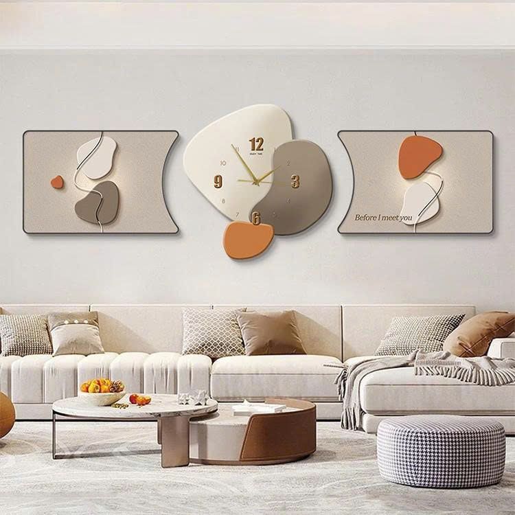 Bộ Tranh Đồng Hồ LED Treo Tường Tối Giản Hiện Đại – Trang Trí Phòng Khách Chung Cư