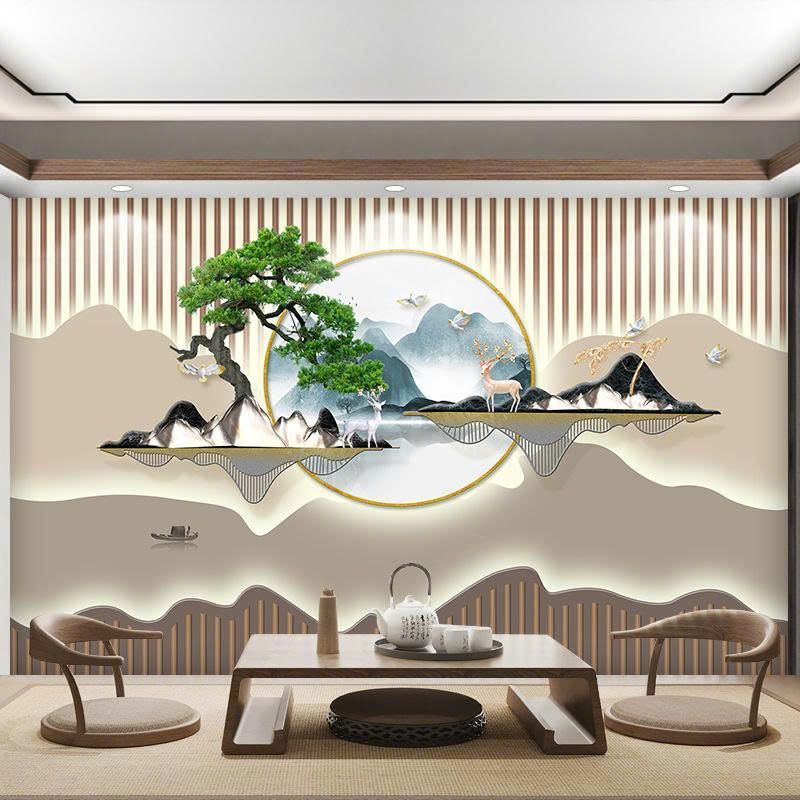 Tranh Dán Tường 3D Sơn Thủy Hữu Tình – Trang Trí Phòng Khách Hiện Đại