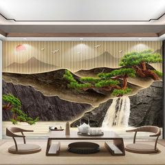 Tranh Dán Tường 3D Sơn Thủy Hữu Tình – Trang Trí Phòng Khách Hiện Đại