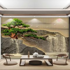 Tranh Dán Tường 3D Sơn Thủy Hữu Tình – Trang Trí Phòng Khách Hiện Đại
