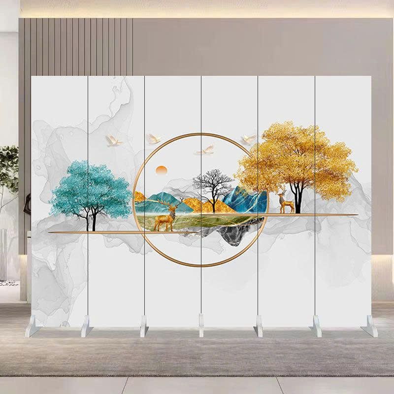 Bình Phong Sơn Thủy Trừu Tượng Ánh Kim – Vách Ngăn Trang Trí Hiện Đại Phong Cách Á Đông