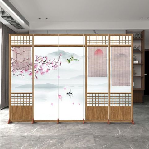 Bình Phong Gỗ Hoa Anh Đào Sơn Thủy – Vách Ngăn Trang Trí Phong Cách Nhật Bản Thanh Lịch