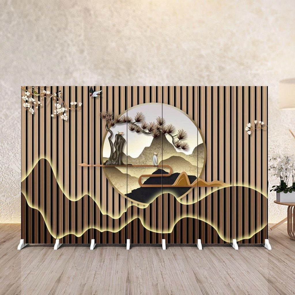 Bình Phong Hoa Anh Đào Nhật Bản Hình Tròn – Vách Ngăn Shoji Trang Trí Không Gian Sang Trọng