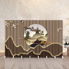 Bình Phong Hoa Anh Đào Nhật Bản Hình Tròn – Vách Ngăn Shoji Trang Trí Không Gian Sang Trọng