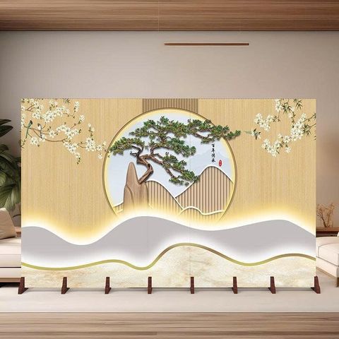 Bình Phong Sơn Thủy Tùng Hạc Ánh Nguyệt – Vách Ngăn Trang Trí Phong Cách Á Đông Cao Cấp